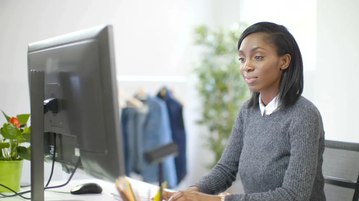 ashaelonline woman sitting on a computer doing some settings of cybersecurity